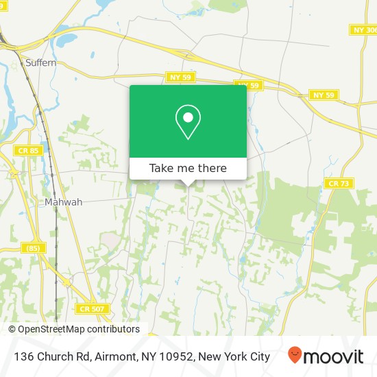 Mapa de 136 Church Rd, Airmont, NY 10952