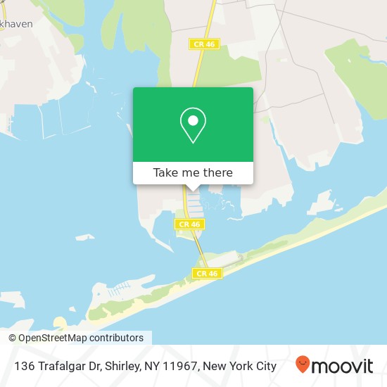 Mapa de 136 Trafalgar Dr, Shirley, NY 11967