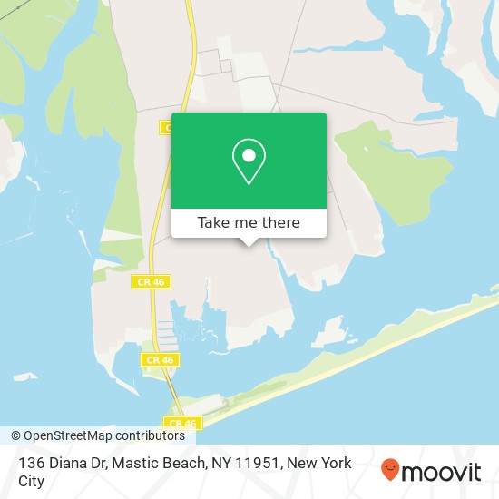 136 Diana Dr, Mastic Beach, NY 11951 map