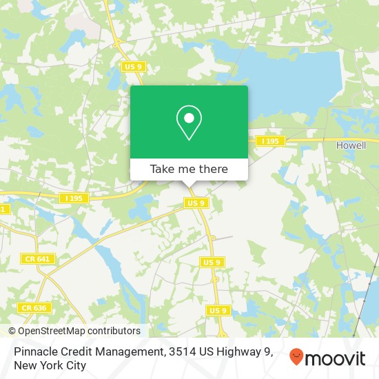 Mapa de Pinnacle Credit Management, 3514 US Highway 9