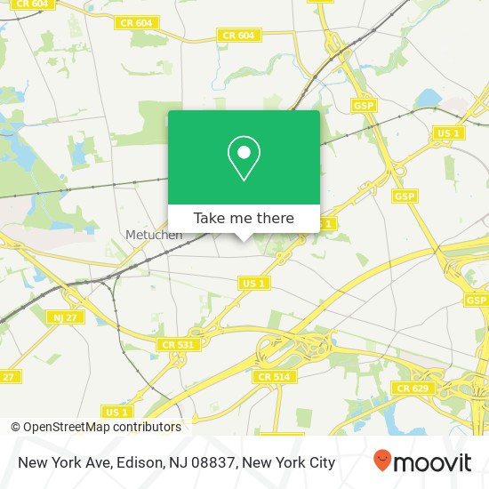 Mapa de New York Ave, Edison, NJ 08837
