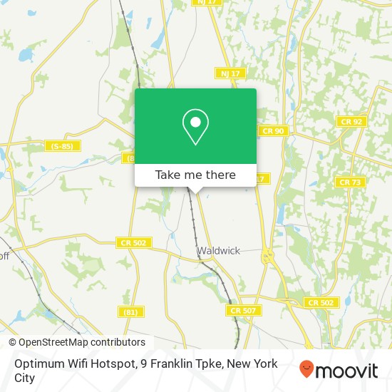 Mapa de Optimum Wifi Hotspot, 9 Franklin Tpke