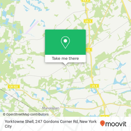 Mapa de Yorktowne Shell, 247 Gordons Corner Rd