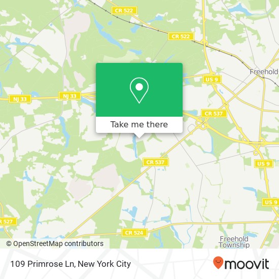 Mapa de 109 Primrose Ln, Freehold, NJ 07728