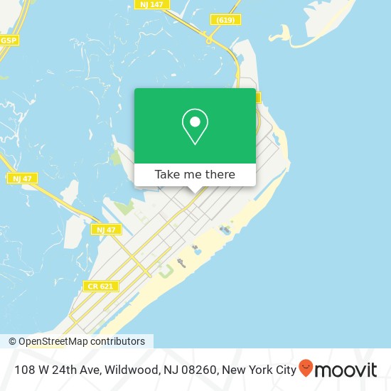 Mapa de 108 W 24th Ave, Wildwood, NJ 08260