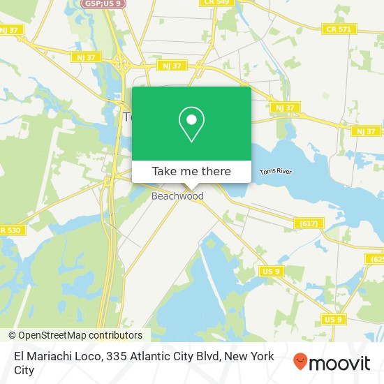 Mapa de El Mariachi Loco, 335 Atlantic City Blvd