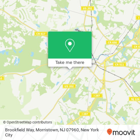 Mapa de Brookfield Way, Morristown, NJ 07960