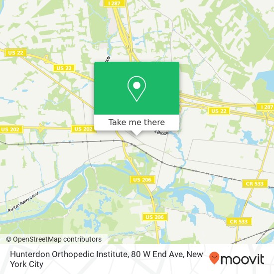 Mapa de Hunterdon Orthopedic Institute, 80 W End Ave