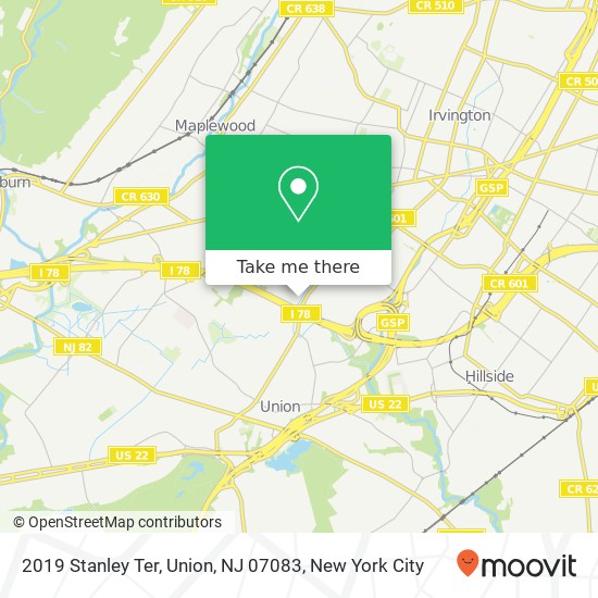 Mapa de 2019 Stanley Ter, Union, NJ 07083