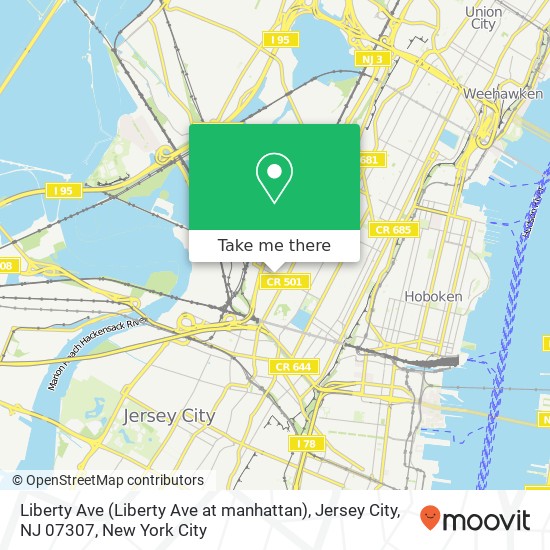 Mapa de Liberty Ave (Liberty Ave at manhattan), Jersey City, NJ 07307