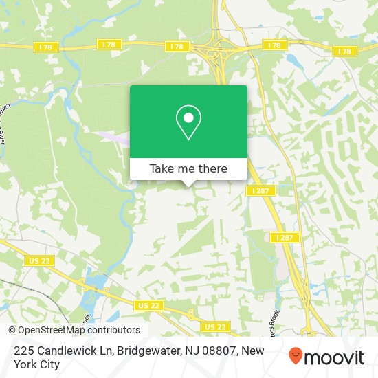 Mapa de 225 Candlewick Ln, Bridgewater, NJ 08807