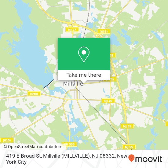 Mapa de 419 E Broad St, Millville (MILLVILLE), NJ 08332