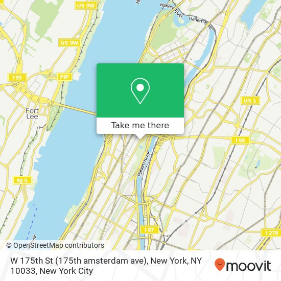 Mapa de W 175th St (175th amsterdam ave), New York, NY 10033