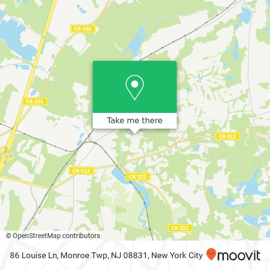 Mapa de 86 Louise Ln, Monroe Twp, NJ 08831
