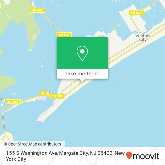 Mapa de 155 S Washington Ave, Margate City, NJ 08402