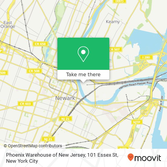 Mapa de Phoenix Warehouse of New Jersey, 101 Essex St