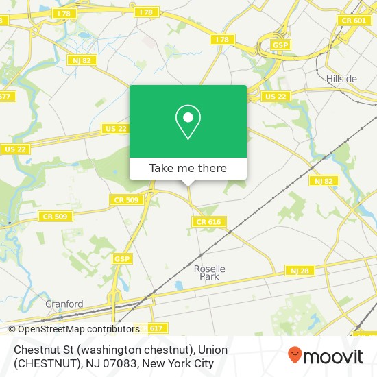 Mapa de Chestnut St (washington chestnut), Union (CHESTNUT), NJ 07083