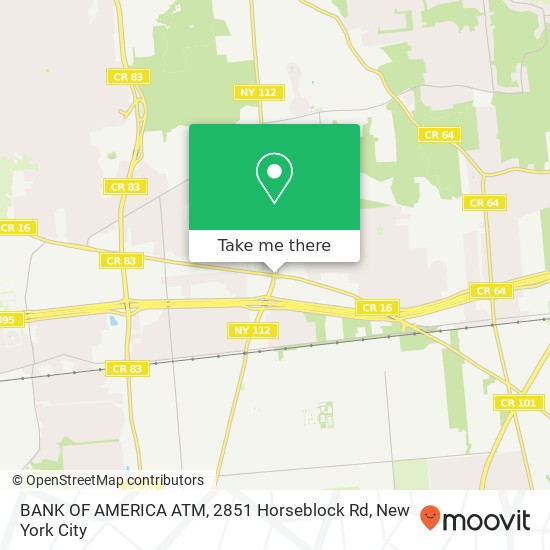 Mapa de BANK OF AMERICA ATM, 2851 Horseblock Rd