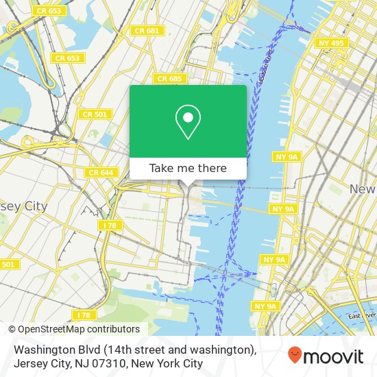 Washington Blvd (14th street and washington), Jersey City, NJ 07310 map