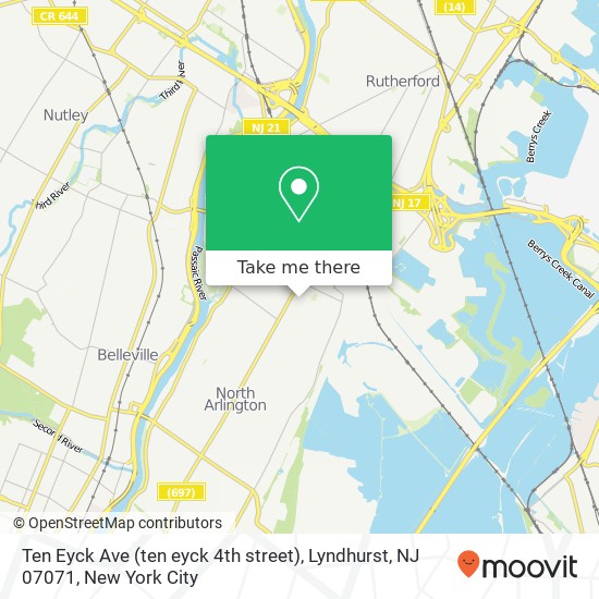 Ten Eyck Ave (ten eyck 4th street), Lyndhurst, NJ 07071 map