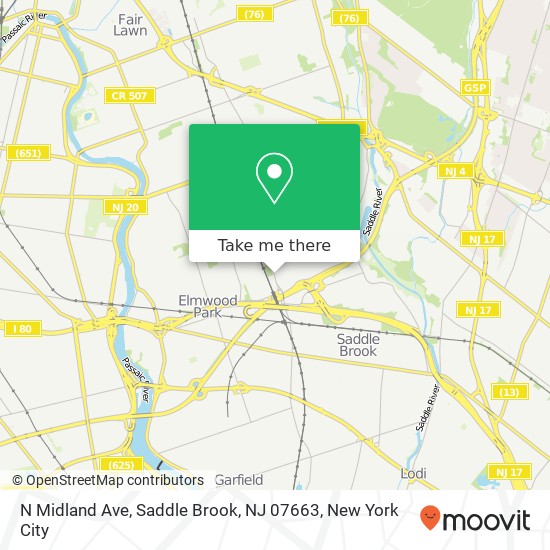 Mapa de N Midland Ave, Saddle Brook, NJ 07663