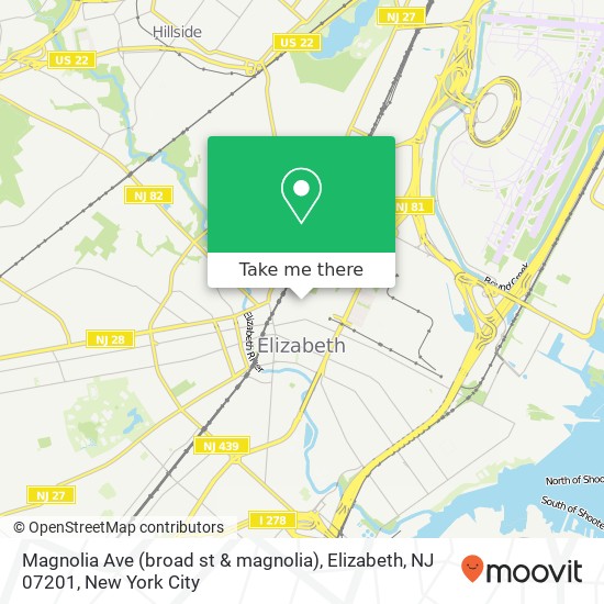 Magnolia Ave (broad st & magnolia), Elizabeth, NJ 07201 map