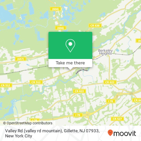 Mapa de Valley Rd (valley rd mountain), Gillette, NJ 07933