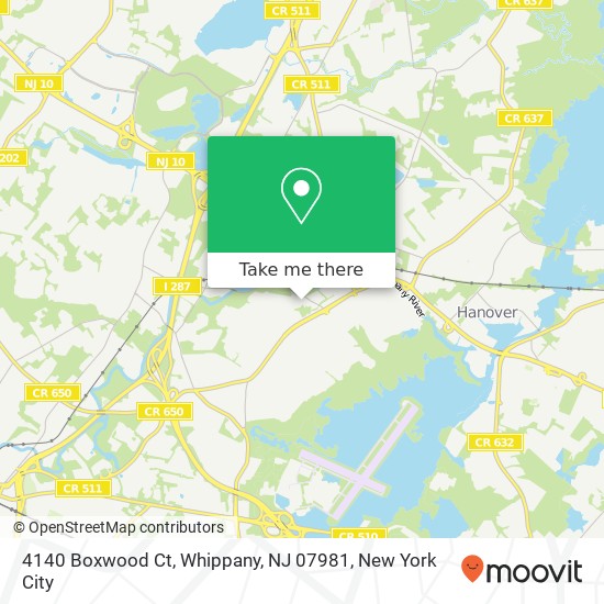 Mapa de 4140 Boxwood Ct, Whippany, NJ 07981