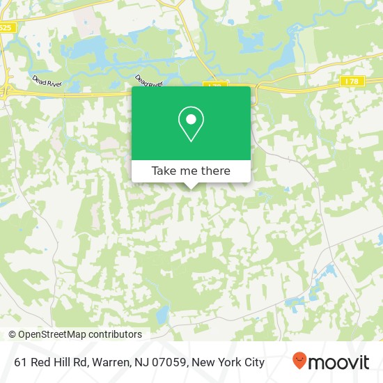 Mapa de 61 Red Hill Rd, Warren, NJ 07059