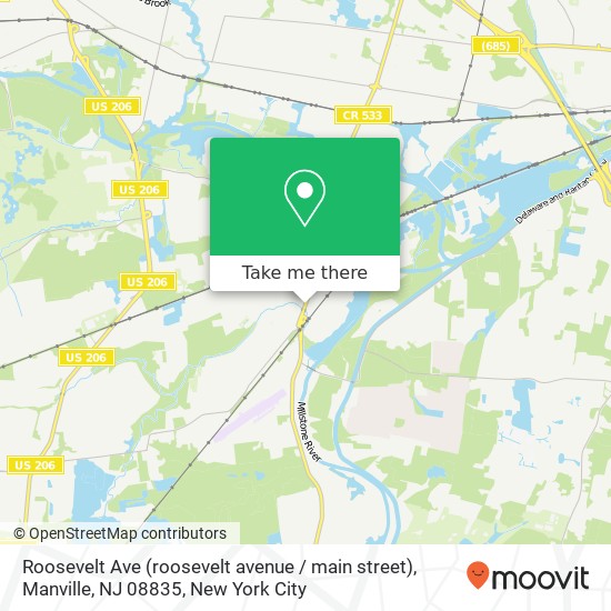 Roosevelt Ave (roosevelt avenue / main street), Manville, NJ 08835 map