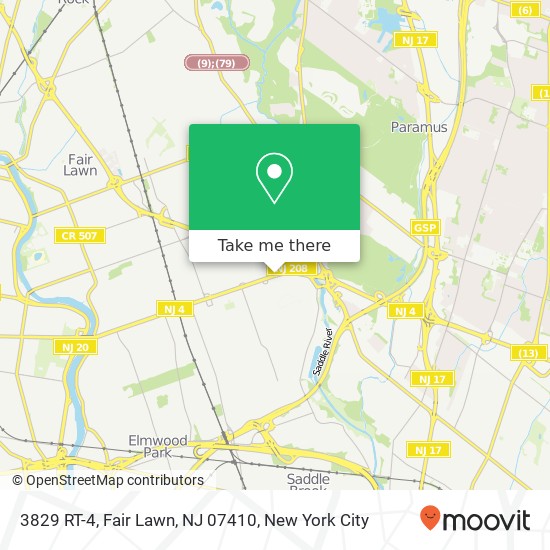 Mapa de 3829 RT-4, Fair Lawn, NJ 07410