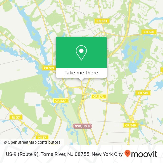 Mapa de US-9 (Route 9), Toms River, NJ 08755