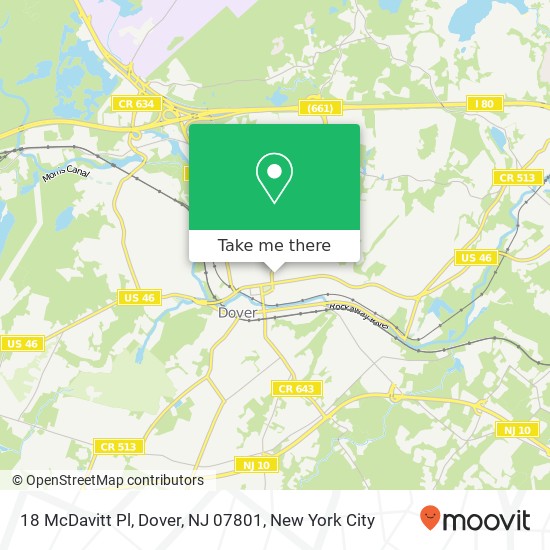Mapa de 18 McDavitt Pl, Dover, NJ 07801