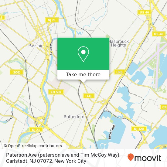 Paterson Ave (paterson ave and Tim McCoy Way), Carlstadt, NJ 07072 map