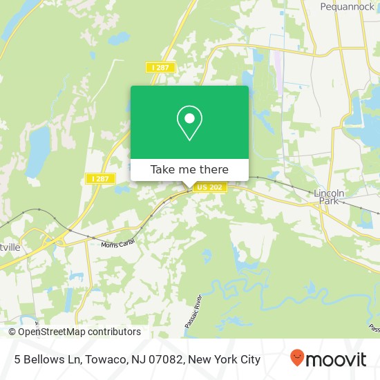 Mapa de 5 Bellows Ln, Towaco, NJ 07082