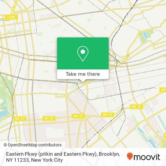 Mapa de Eastern Pkwy (pitkin and Eastern Pkwy), Brooklyn, NY 11233