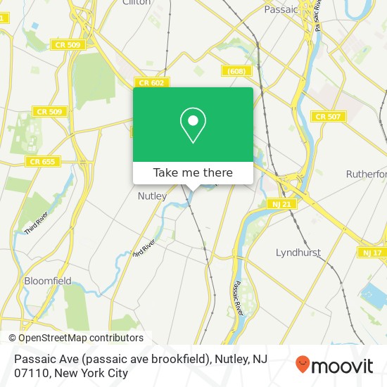 Mapa de Passaic Ave (passaic ave brookfield), Nutley, NJ 07110