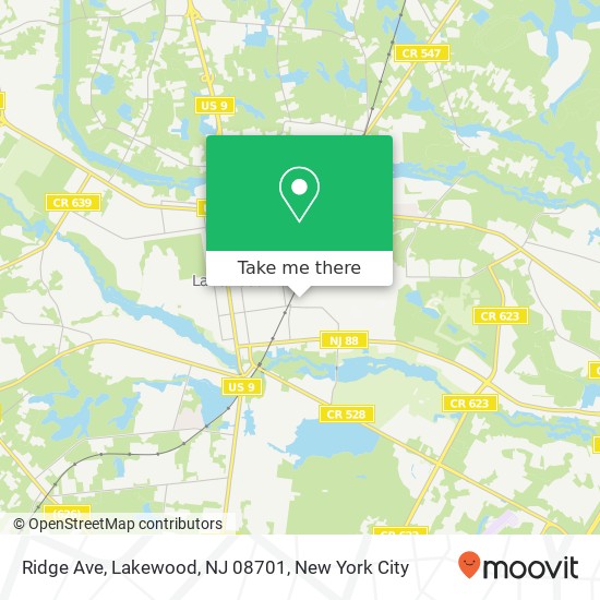 Mapa de Ridge Ave, Lakewood, NJ 08701