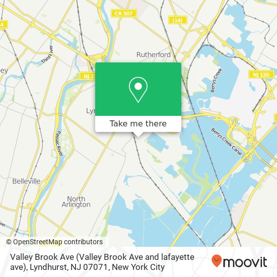 Mapa de Valley Brook Ave (Valley Brook Ave and lafayette ave), Lyndhurst, NJ 07071