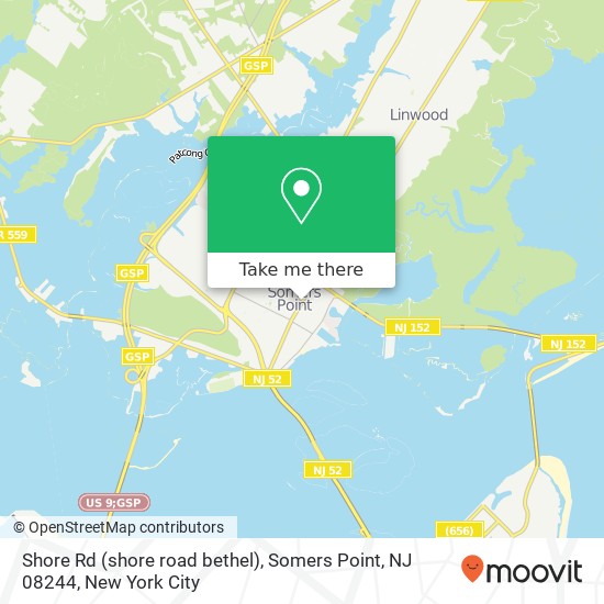 Mapa de Shore Rd (shore road bethel), Somers Point, NJ 08244
