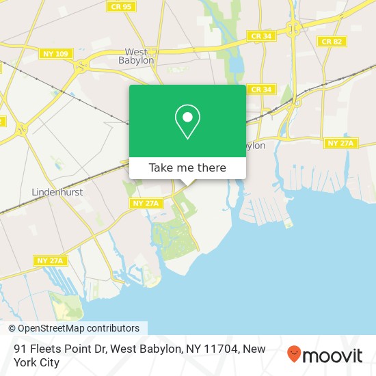 Mapa de 91 Fleets Point Dr, West Babylon, NY 11704