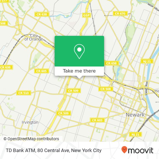 Mapa de TD Bank ATM, 80 Central Ave