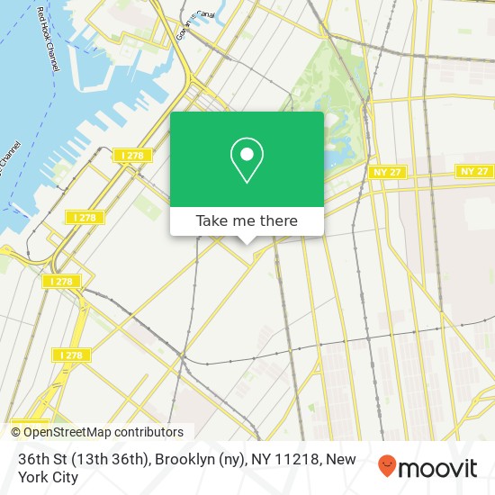 Mapa de 36th St (13th 36th), Brooklyn (ny), NY 11218