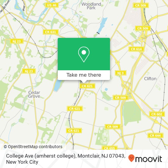 Mapa de College Ave (amherst college), Montclair, NJ 07043