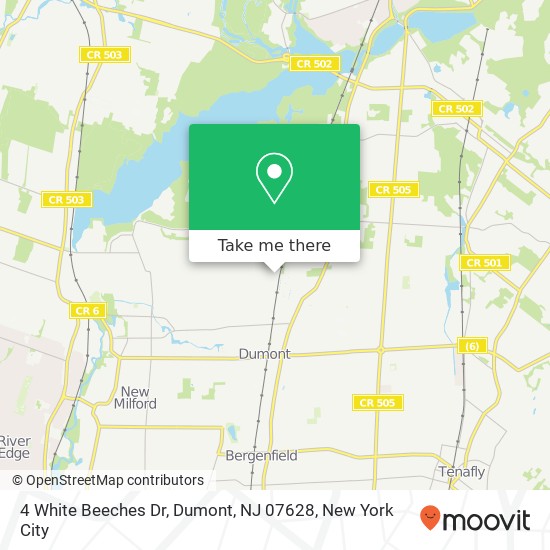 Mapa de 4 White Beeches Dr, Dumont, NJ 07628