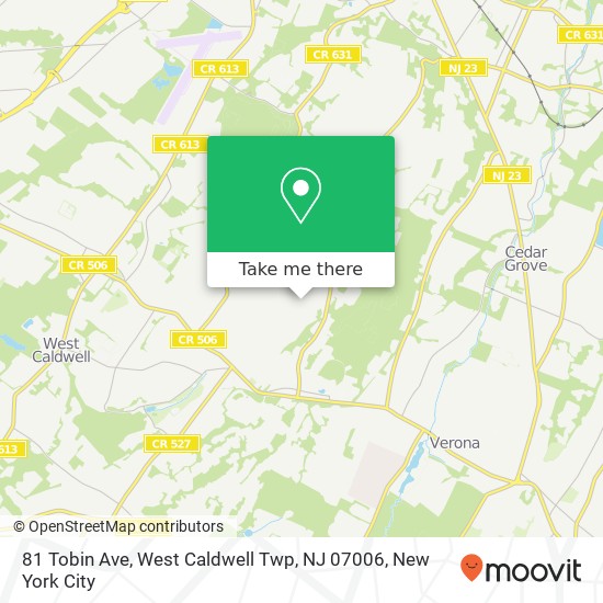 Mapa de 81 Tobin Ave, West Caldwell Twp, NJ 07006