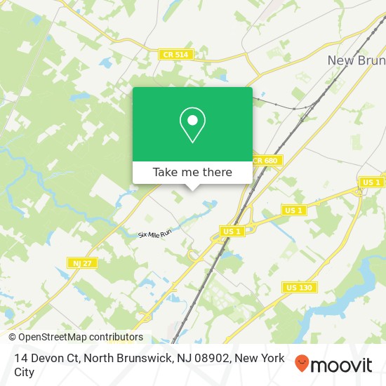 Mapa de 14 Devon Ct, North Brunswick, NJ 08902