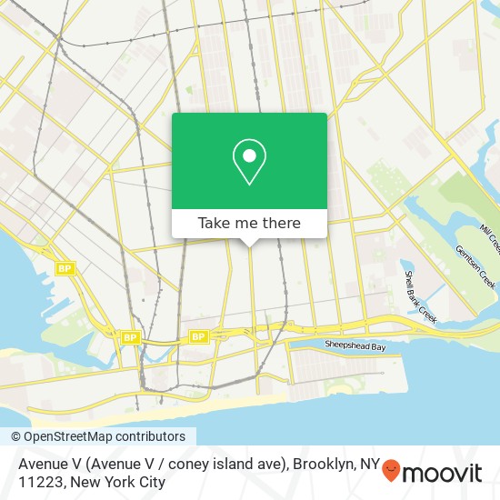 Mapa de Avenue V (Avenue V / coney island ave), Brooklyn, NY 11223