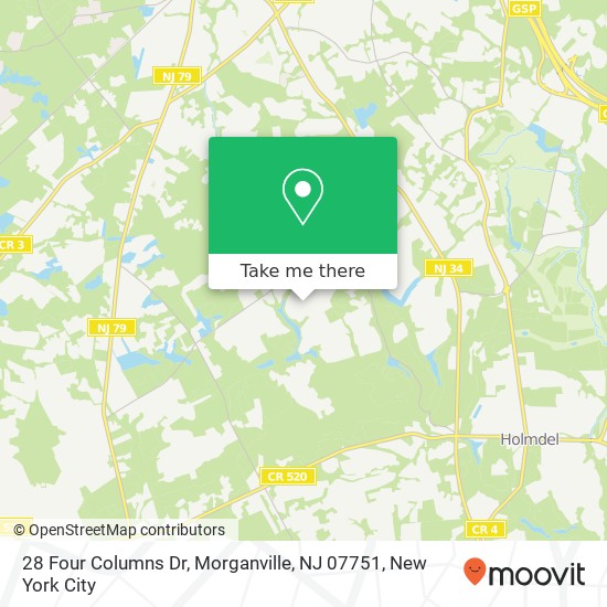 Mapa de 28 Four Columns Dr, Morganville, NJ 07751