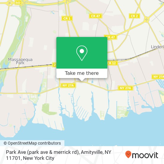 Mapa de Park Ave (park ave & merrick rd), Amityville, NY 11701